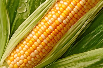 Fresh Corn on the Cob Close Up Stock Photo