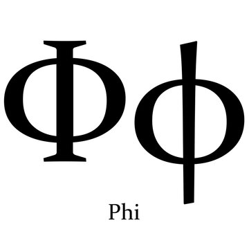 Greek alphabet symbol Phi on a Transparent Background