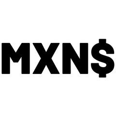 Mexican peso currency symbol on a Transparent Background