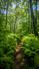 Embracing Tranquility: A Serene Journey through a Nature Trail in Vermont.