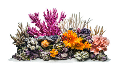 Obraz premium Vibrant coral reef with diverse marine life and colorful corals, cut out