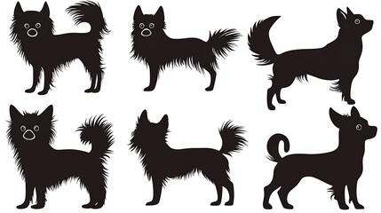 Silhouettes of various small dogs in black