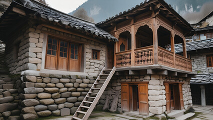 Fototapeta premium Timeless Beauty of a Mountain Village Home : The old wooden house