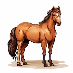 Obraz premium A stunning brown horse stands proudly, showcasing its grace and strength against a clean white backdrop.