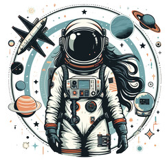 Ilustraci&oacute;n vectorial de un astronauta en formato EPS10 sobre fondo blanco, clipart colorido con fondo aislado transparente para un p&oacute;ster
