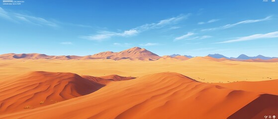 Fototapeta premium Breathtaking Desert Landscape with Rolling Sand Dunes and a Clear Blue Sky Above : Generative AI