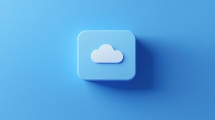 Cloud Storage Icon on Blue Background Minimalist Design for Technology and Data Solutions