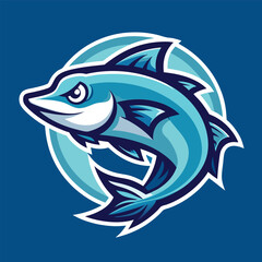 Naklejka premium Solid Color Logo Illustration of a Detailed Fish Design