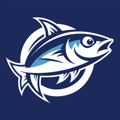 Simple Solid-Colored Illustration of a Fish in a Logo Style