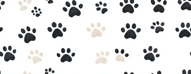 Fototapeta premium seamless pattern, A playful pattern of animal paw prints in various colors.