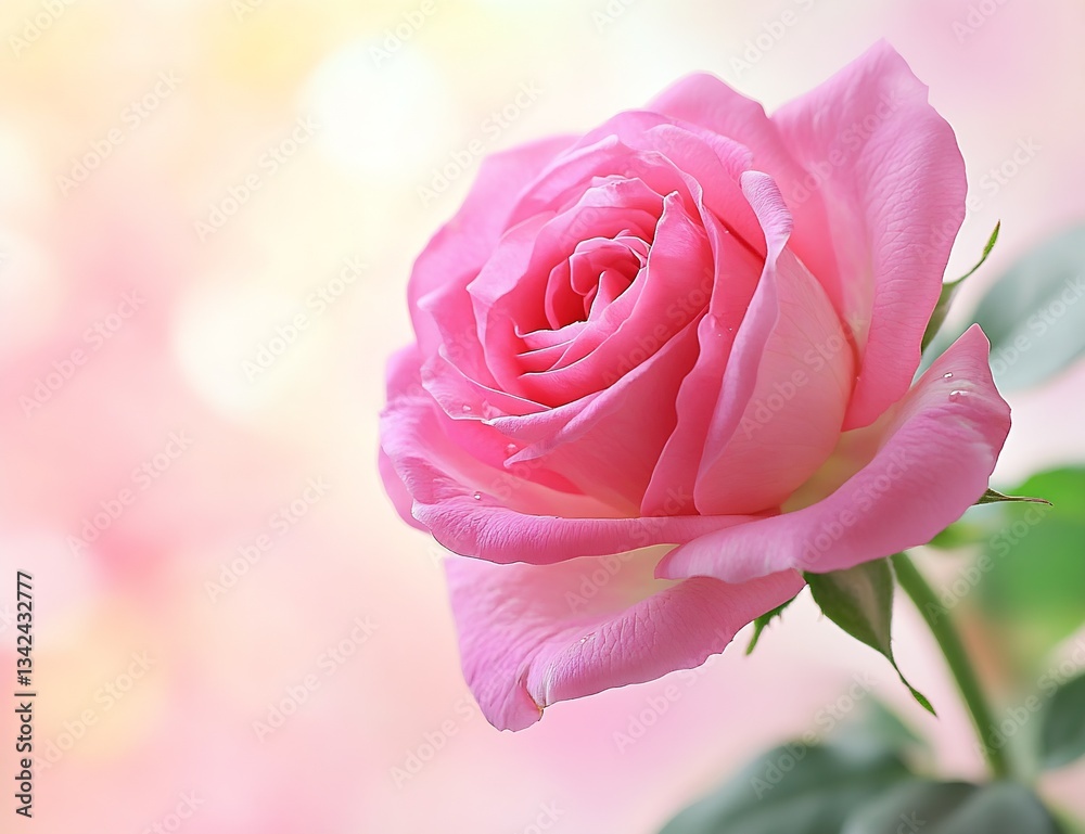 Leinwandbilder stunning close up of a pink rose with blurred background creating a beautiful soft effect : generati
