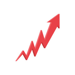 Business graph with up arrow 3D