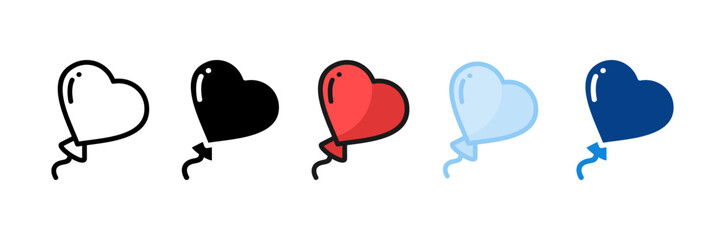 Heart Balloon Icon Set Multiple Style Collection