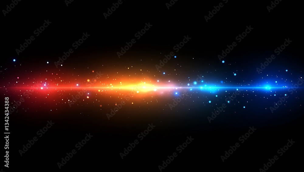 Poster vibrant cosmic light spectrum with blue and orange hues shining against a dark background : generati