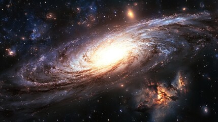 Fototapeta premium Stunning Spiral Galaxy Illuminated by Bright Stars and Cosmic Dust