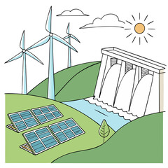Fototapeta premium Green Energy Solutions Vector for Clean and Sustainable Future