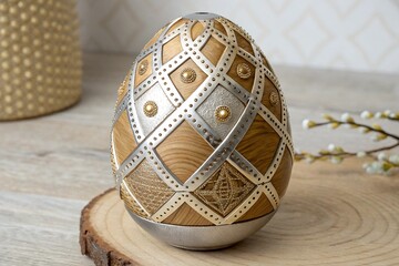 easter egg on wooden background