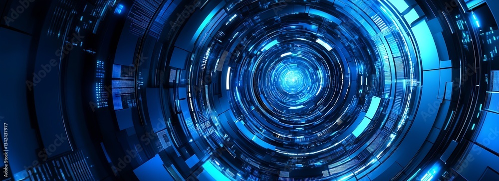 Aufkleber Circular technology background with glowing core and futuristic design elements : Generative AI