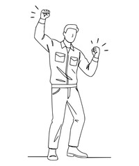 Man cheering winning 