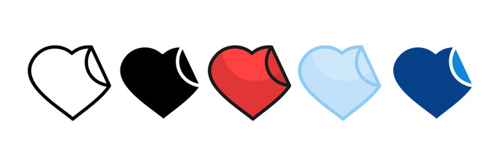 Heart Sticker Icon Set Multiple Style Collection