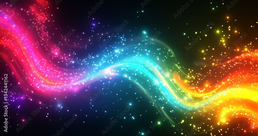Poster mesmerizing colorful light waves elegantly flowing in an abstract digital environment : generative a