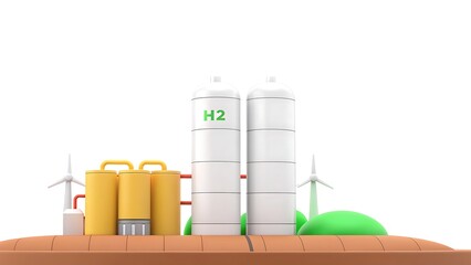 Obraz premium Oil lamp and industrial storage containers on a white background