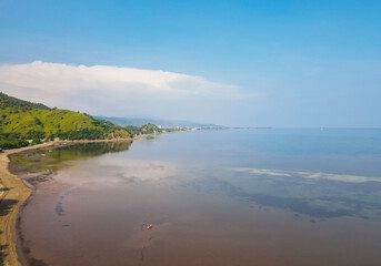 The beauty of Caspiore Beach seen from a height, this beach is close to the location of the Cristo Rei statue which is the icon of the city of Dili, one of the most famous tourist destinations in Dili