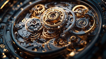 Intricate Mechanics: A Close-Up of a  Luxury Watch's  Complicated Gear System