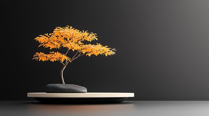Orange Bonsai Tree Minimalist Zen Image