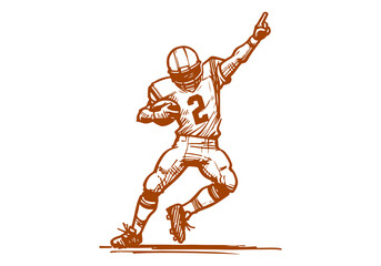 American Football Player hand drawn sketch vector illustration