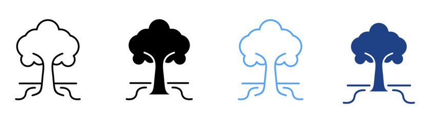 Tree Icon Set Multiple Style Collection