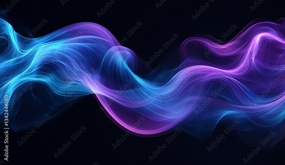 Poster Soft waves of colorful light creating a mesmerizing abstract background effect : Generative AI