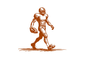 American Football Player hand drawn sketch vector illustration