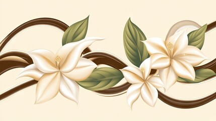 Elegant Floral Design with Chocolate Swirls
