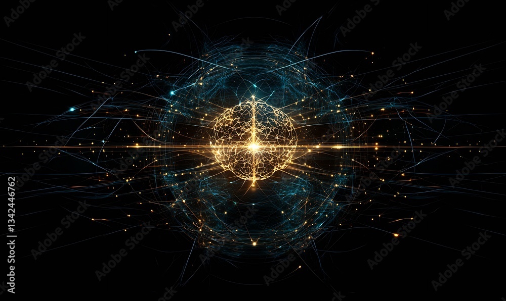 Aufkleber stunning abstract design of a bright energy sphere surrounded by dynamic light effects : generative 
