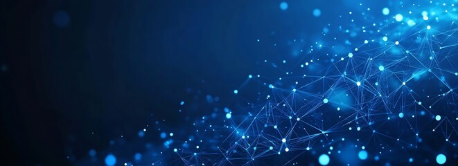 Dynamic blue glowing lines and dots creating a beautiful abstract background of interconnected networks : Generative AI