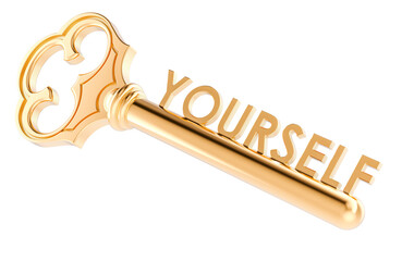 Key to Yourself, concept. 3D rendering isolated on transparent background
