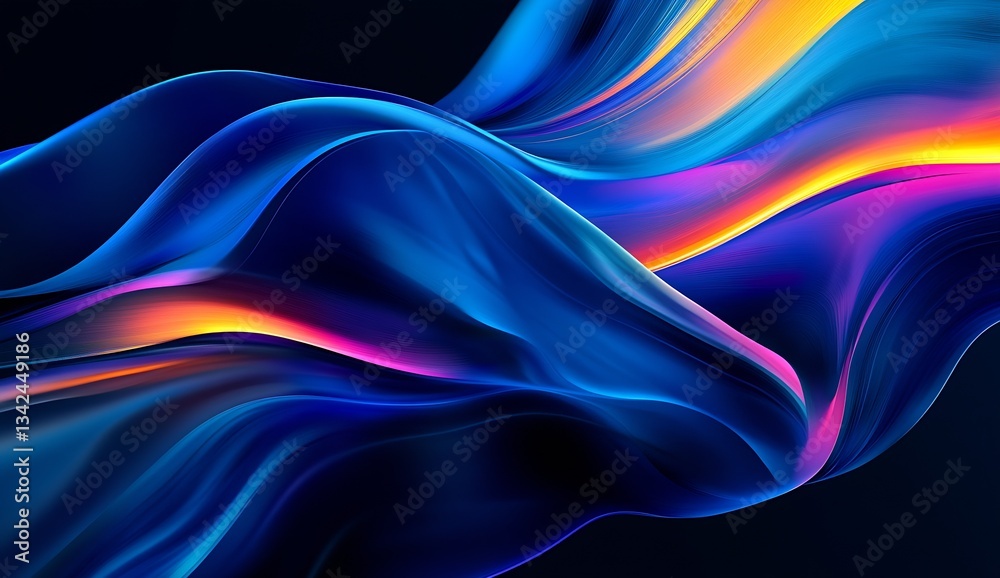 Poster Flowing waves of bright light creating a serene and uplifting abstract background : Generative AI