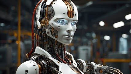 Fototapeta premium A close-up view of a modern automated assembly line featuring multiple robotic arms engaged in precise tasks.