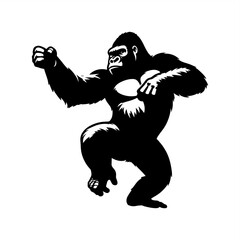 Fototapeta premium simple silhouette vector logo of dancing gorilla 