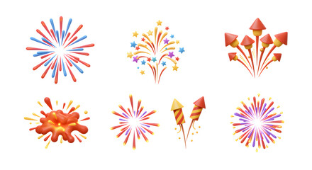 Obraz premium Festive Fireworks Display Isolated on Transparent Background for Celebrations