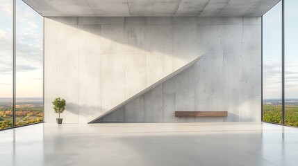 Obraz premium Modern concrete interior with expansive views