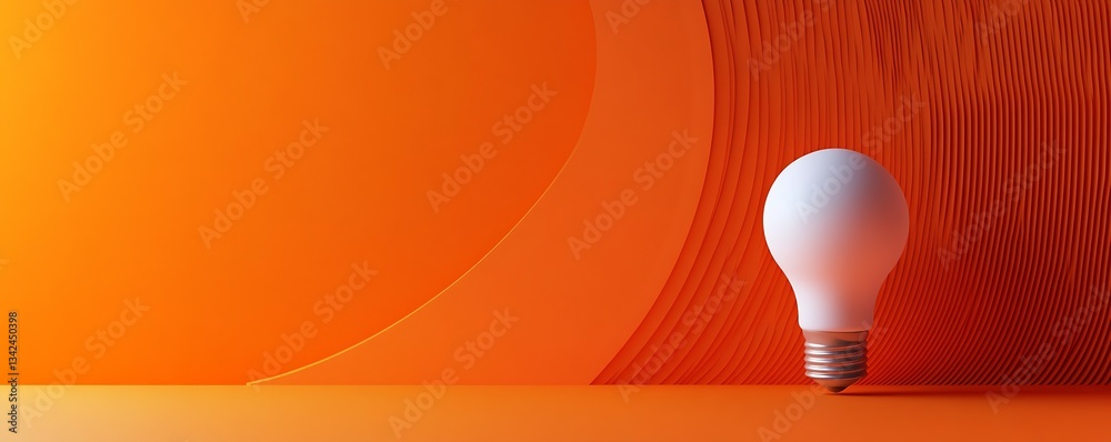 Aufkleber elegant light bulb arranged against a textured orange backdrop for modern design : generative ai