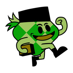 Cute cartoon ketupat is happy to welcome the month of Ramadan