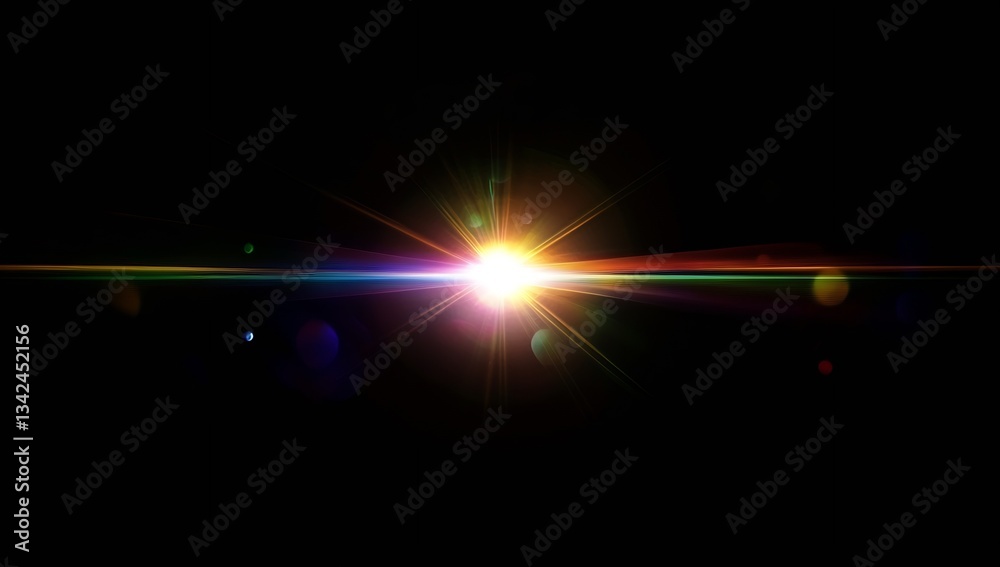 Aufkleber bright radiant light beam shining from the center against a dark background for striking effect : ge