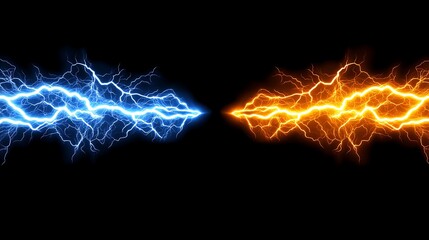 Lightning bolts clash on black background for electricity theme