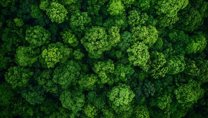 Lush Green Treescape Aerial View Capturing Vibrant Forest Canopy and Nature's Serenity : Generative AI