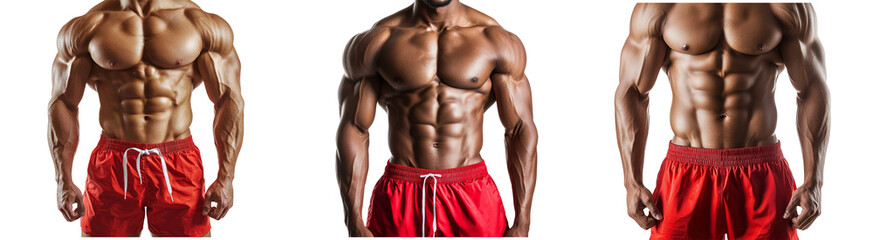 Fototapeta premium Fit Men Displaying Strong Muscular Physiques and Defined Abdominals