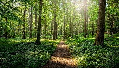 Fototapeta premium path in green summer forest