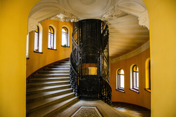 Old vintage elevator gates in old mansion